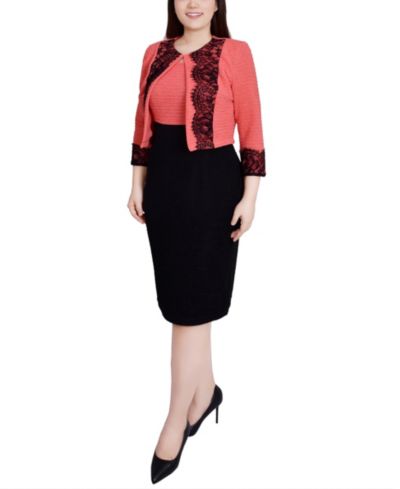NY Collection Женский комплект из 2 вязаных платьев с кружевом, Petite