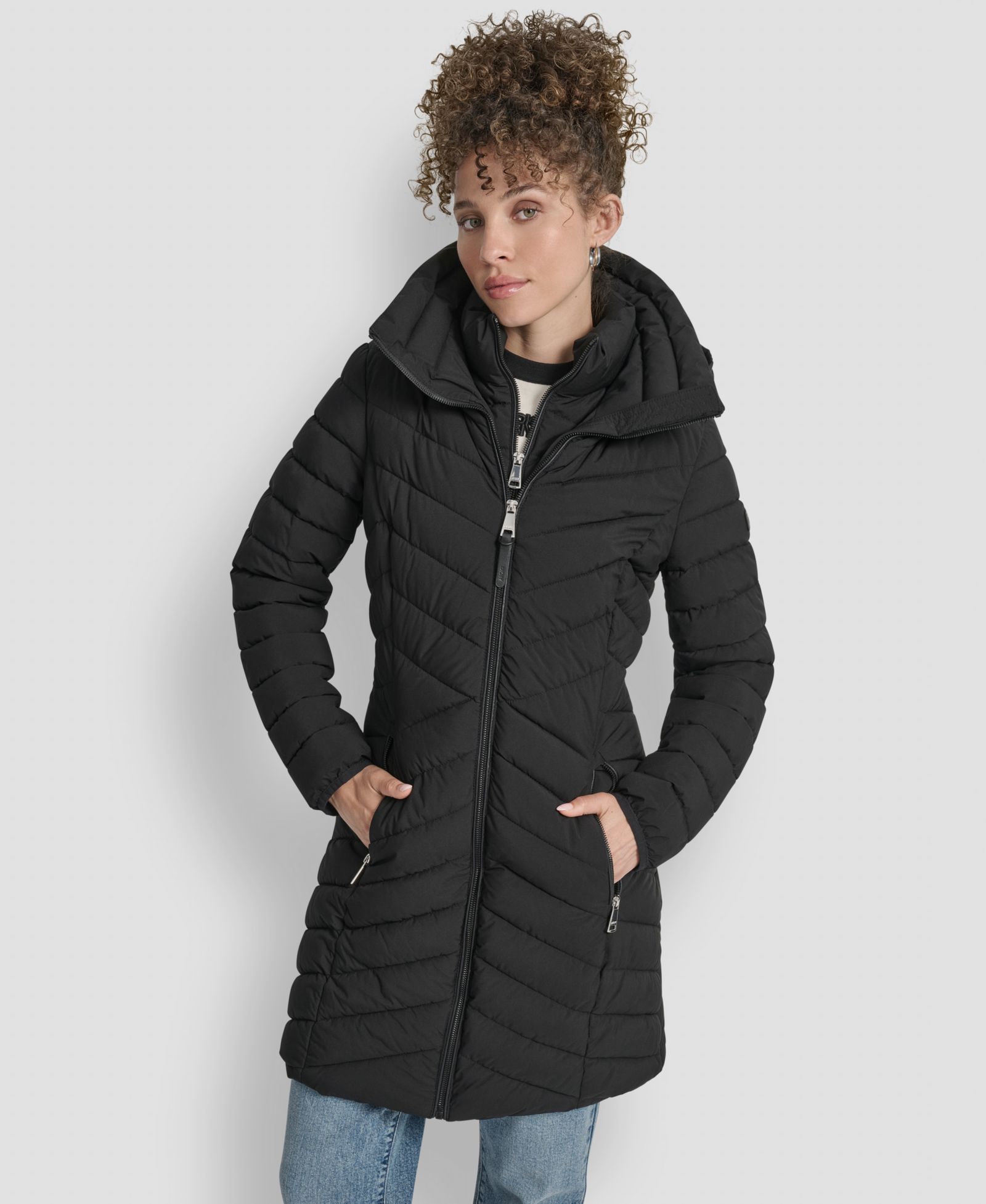 DKNY Women's Bibbed Packable Puffer Coat