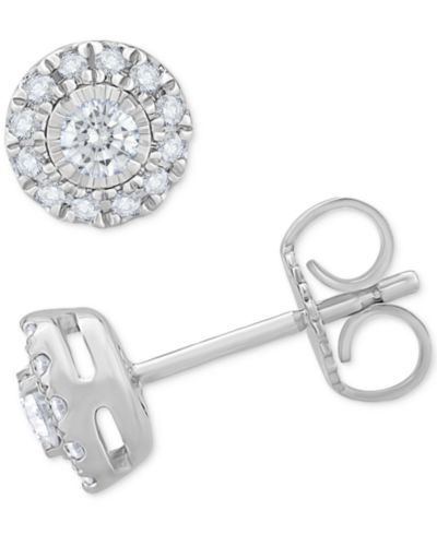 Серьги-гвоздики Diamond Halo (1/4 ct. t.w.) в 14k White Gold или 14k Gold