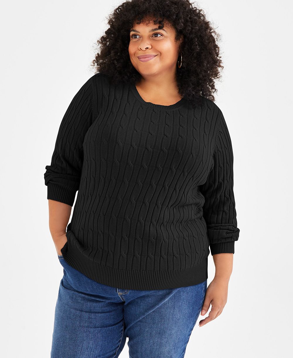 Style & Co Plus Size Свитер с круглым вырезом и косами, эксклюзив Macy's