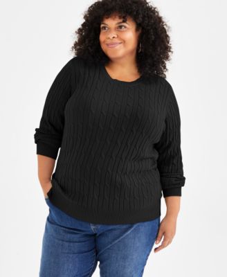 Style & Co Plus Size Свитер с круглым вырезом и косами, эксклюзив Macy's