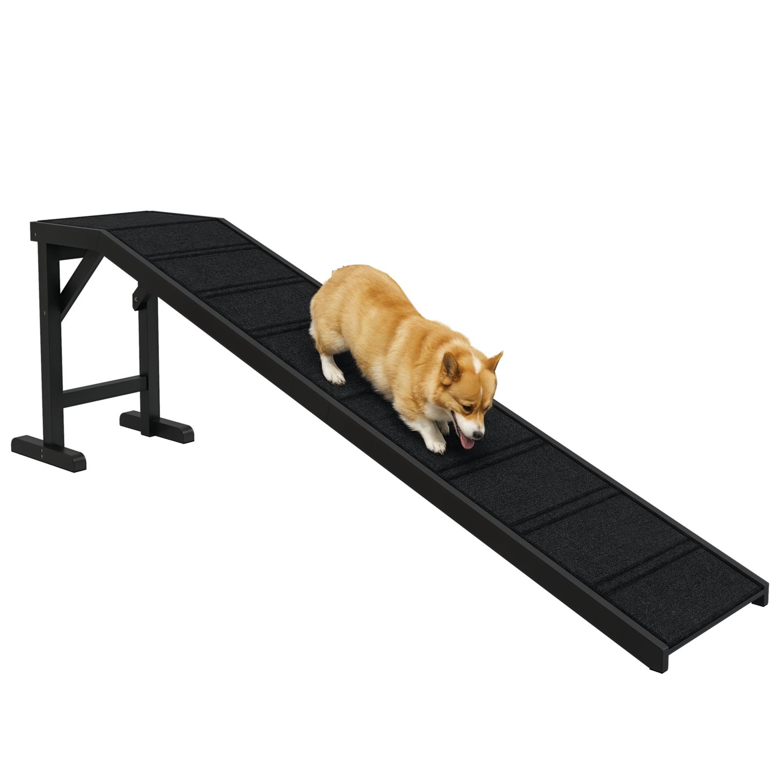 PawHut Dog Ramp w/ Non-Slip Carpet and Top Platform, 74" x 16" x 25",