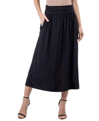 24seven Comfort Apparel Foldover Maxi Pocket Skirt