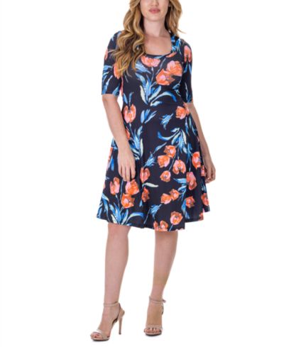 Платье 24seven Comfort Apparel Print длиной до колена с рукавом до локтя