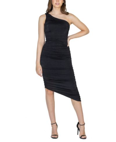 24seven Comfort Apparel One Shoulder Ruched Bodycon Dress