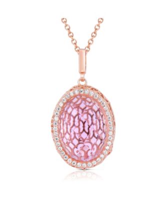 Розовая подвеска из 18K Rose Plated Cubic Zirconia Oval в Sterling Silver
