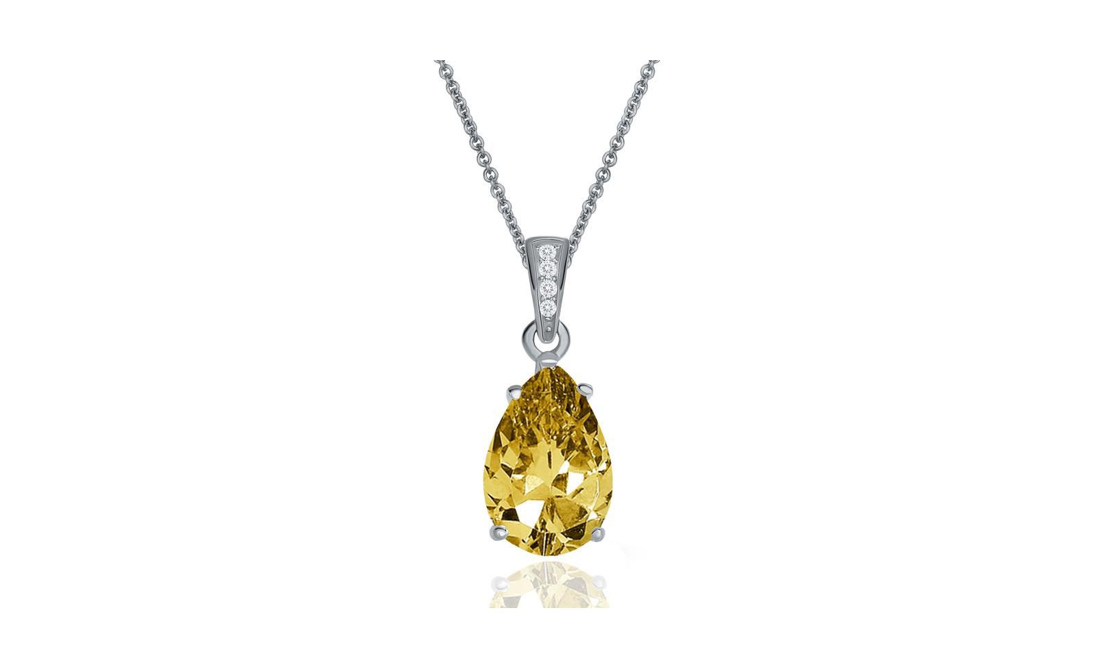 Genevive колье-подвеска Radiant White Gold Plated с кубическим цирконием в форме капли