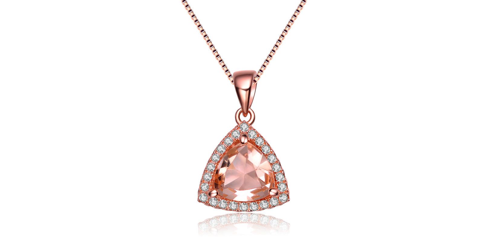 Genevive элегантное ожерелье с треугольным кулоном из розового золота 18K и шампань CZ