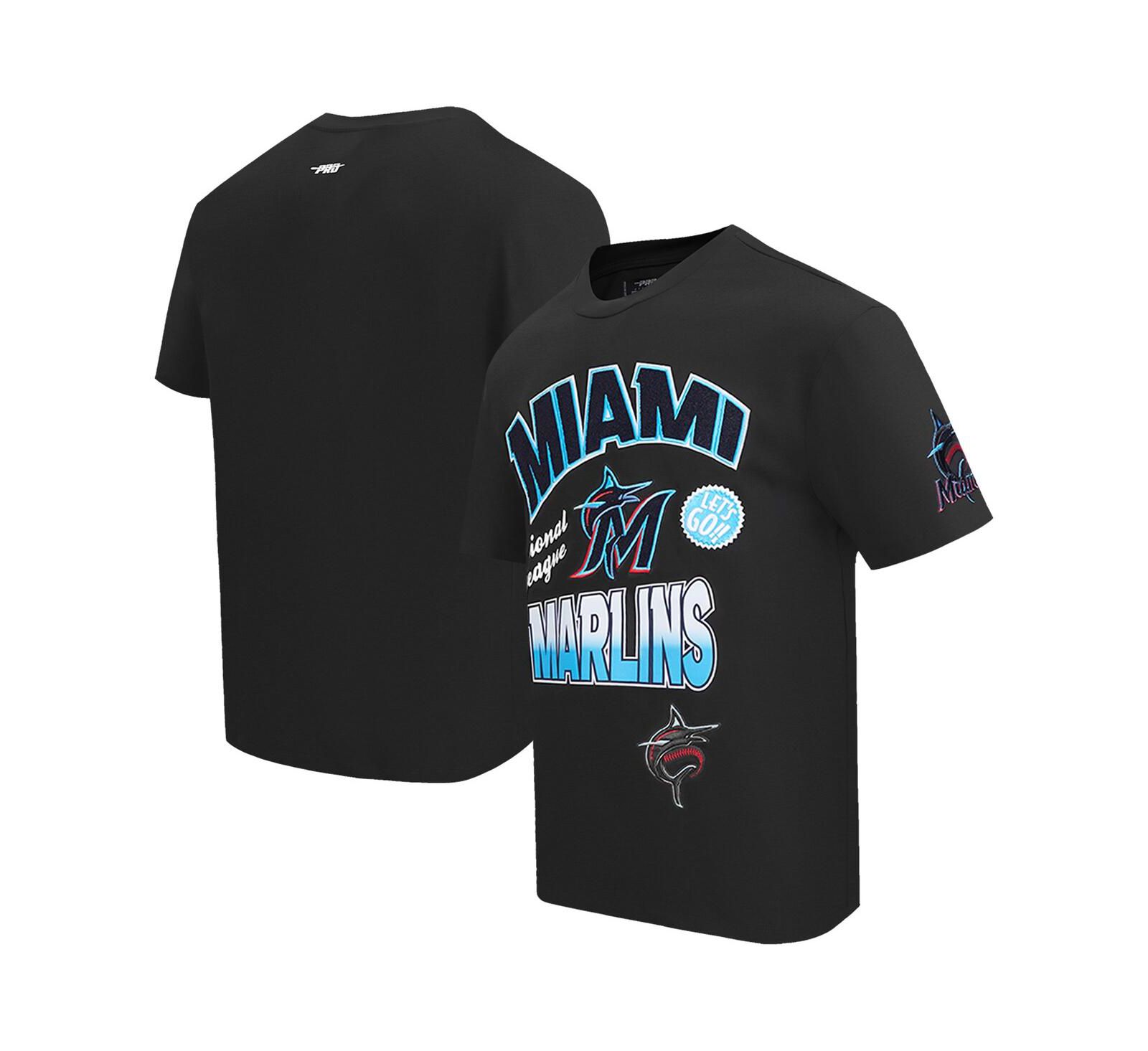Мужская футболка Pro Standard Black Miami Marlins Turn It Up Dropped Shoulder