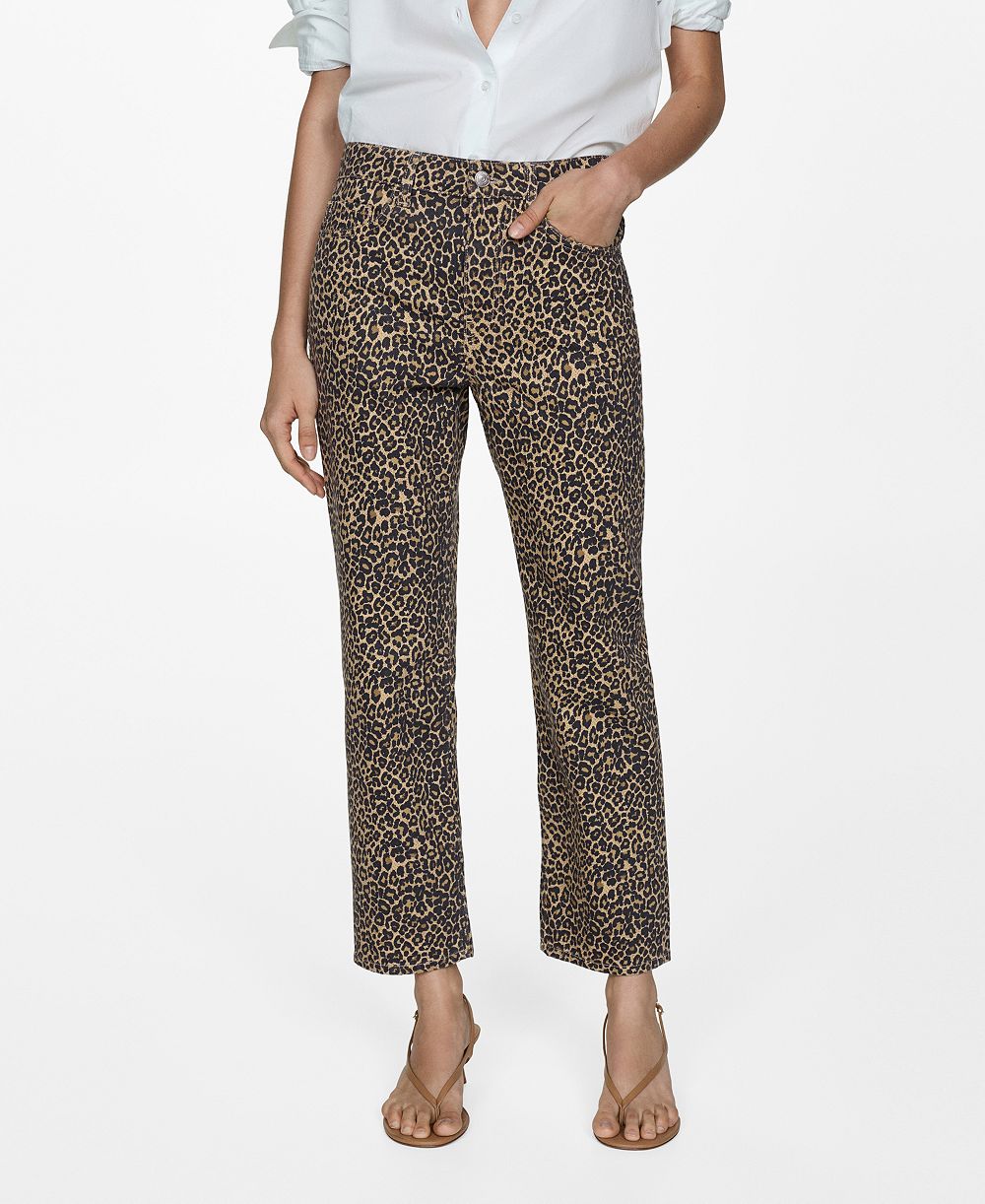 Женские прямые джинсы MANGO Leopard-Print