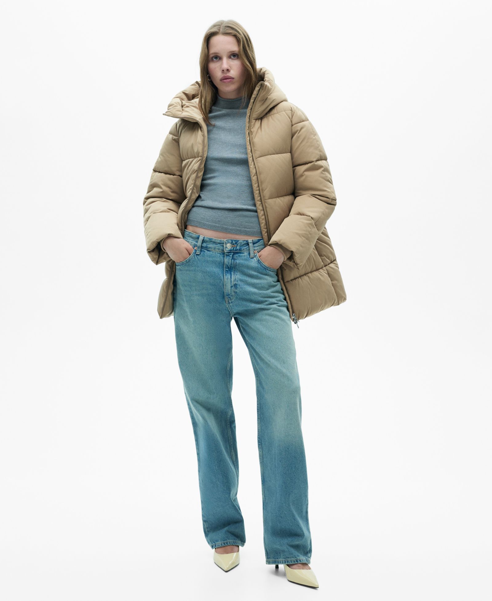 Mango Женская стеганая куртка с капюшоном Quilted Coat