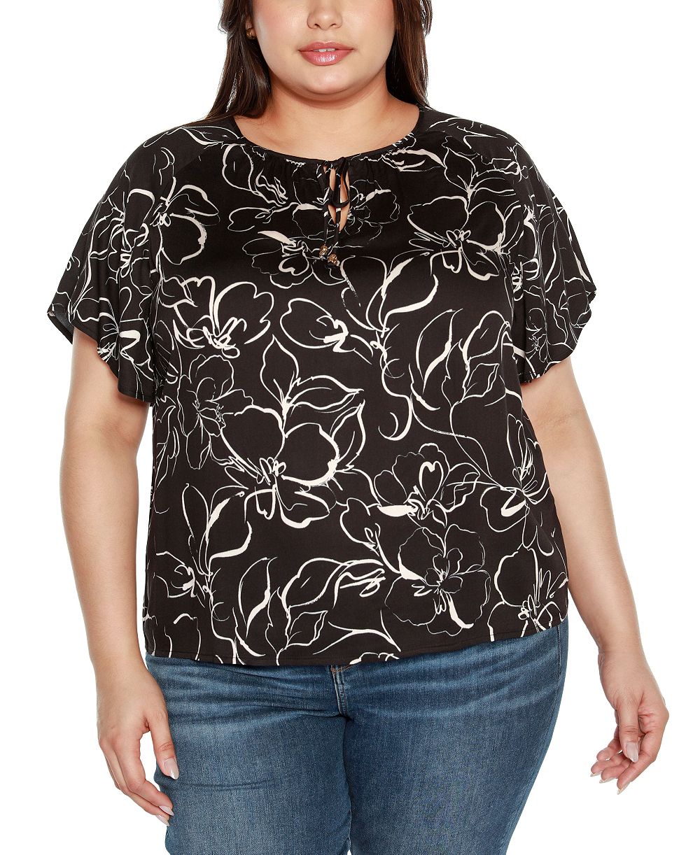 Женский топ Belldini Plus Size Embellished Tie Neck