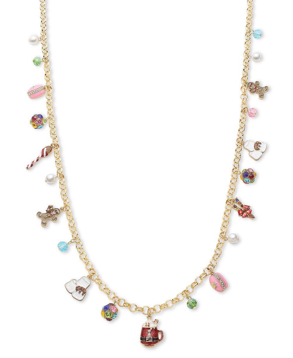 Holiday Lane Золотистое ожерелье с подвесками Candy Charms, 30" + 3" удлинитель
