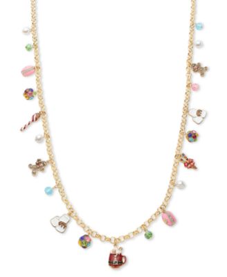 Holiday Lane Золотистое ожерелье с подвесками Candy Charms, 30" + 3" удлинитель