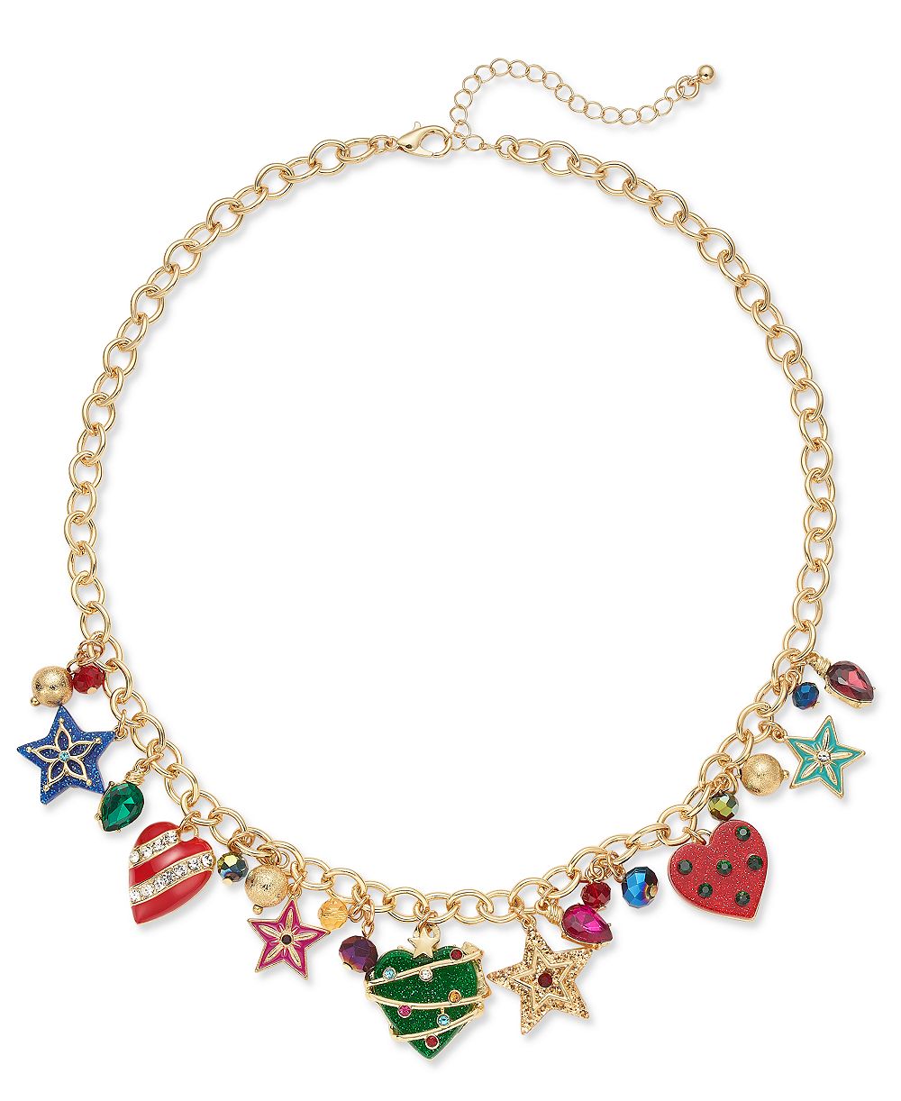 Праздничное колье Holiday Lane Gold-Tone Festive Pendant, 18" + 3" extender