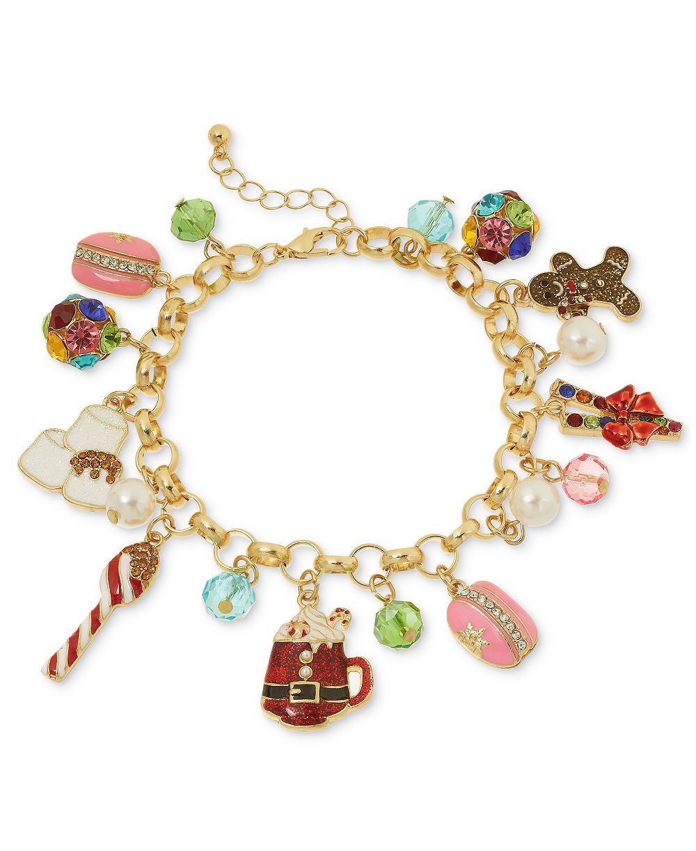Браслет Holiday Lane Gold-Tone Holiday Treats and Beaded Charm
