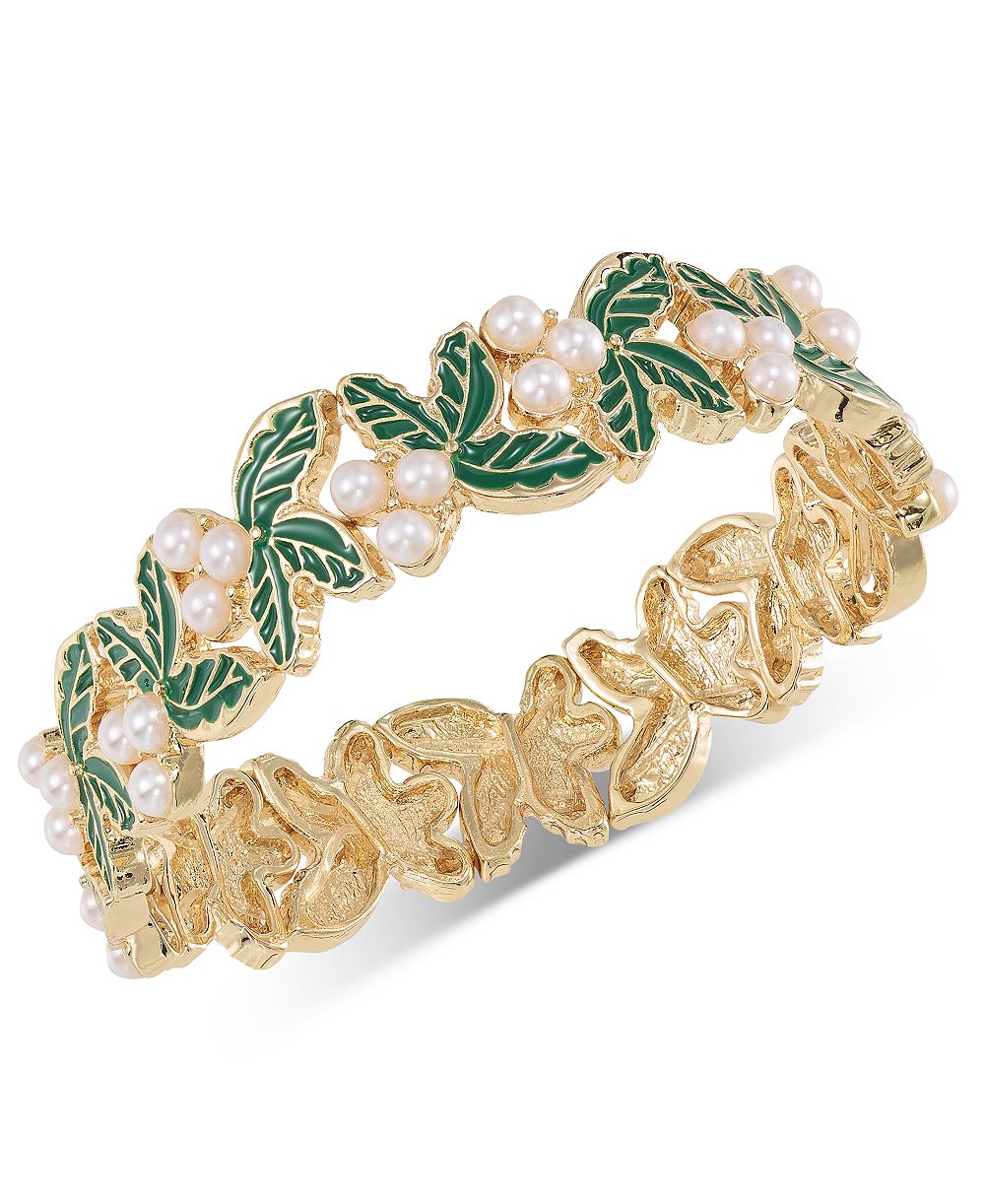 Эластичный браслет Holiday Lane Gold-Tone Holly Stretch