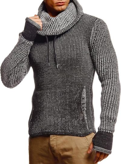 Мужской трикотажный джемпер Leif Nelson Cowl Neck с прорезями для пальцев