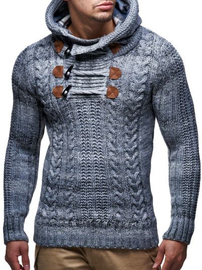 Мужской вязаный джемпер Leif Nelson Knitted Pullover Long-sleeved slim fit hoodie