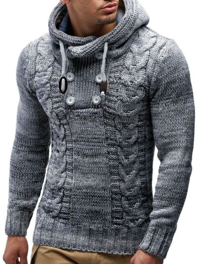 Мужской вязаный свитер-худи Leif Nelson с пуговицами и узором Cable Knit