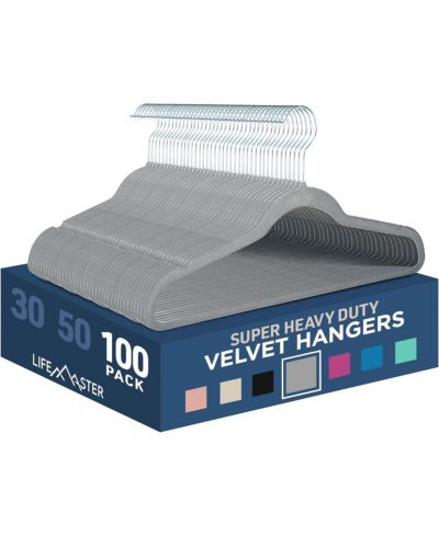 LifeMaster Dry and Wet Clothes Hangers - Heavy-Duty, Non-Slip with 360degree(s) Swivel Hook, Space-Saving Design, Tie Bar & Pants Bar