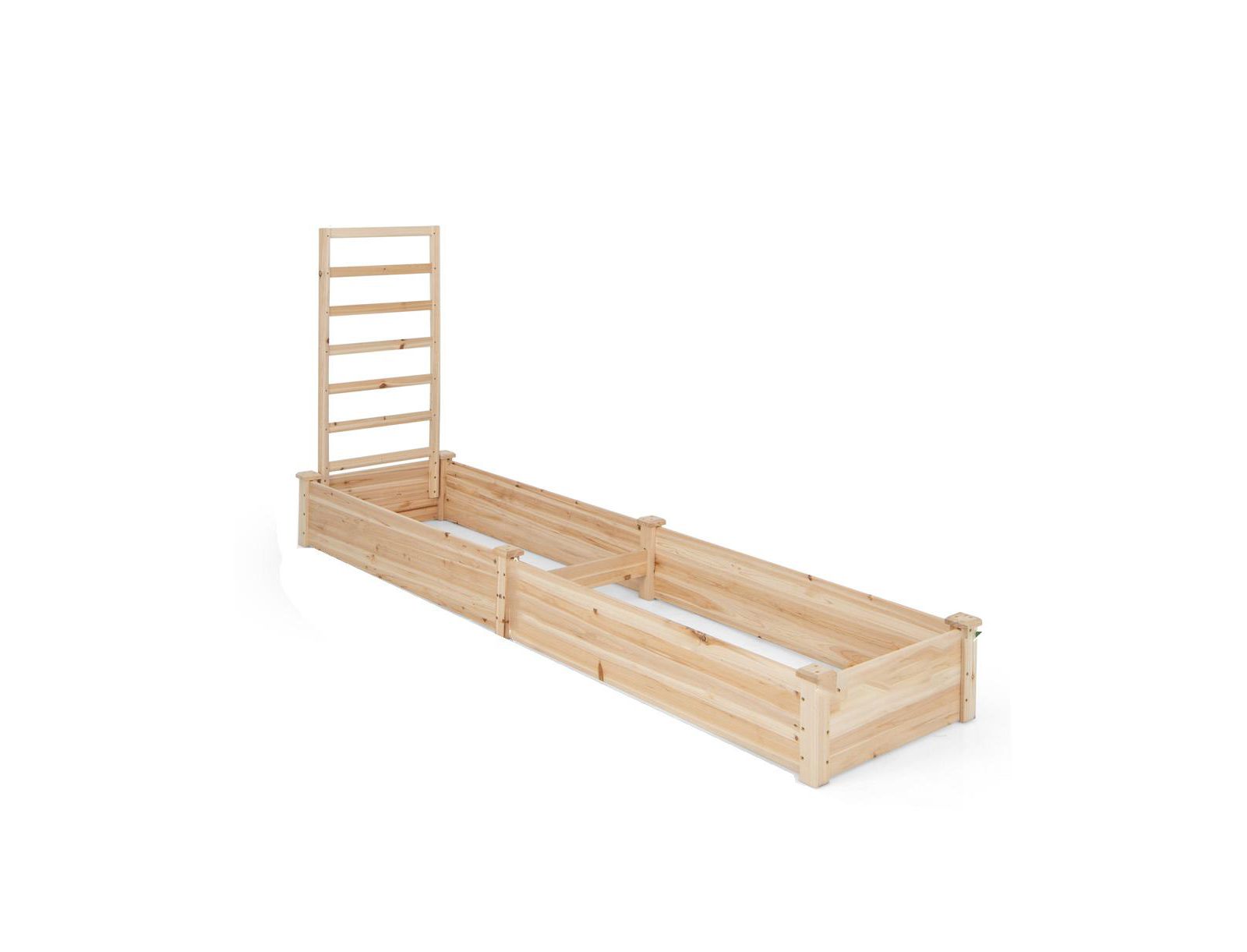 Slickblue Raised Garden Bed with Planter Box and Trellis-Natural