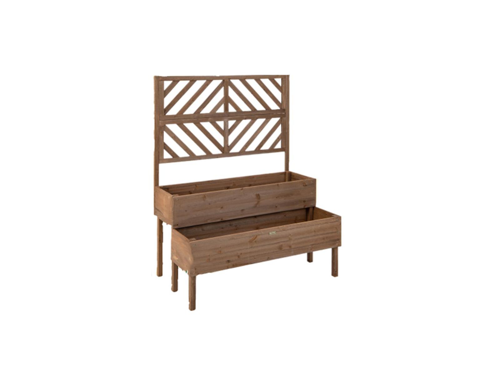 Slickblue 2-Tier Raised Garden Bed with Trellis-Brown