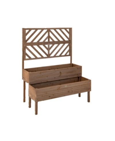 Slickblue 2-Tier Raised Garden Bed with Trellis-Brown