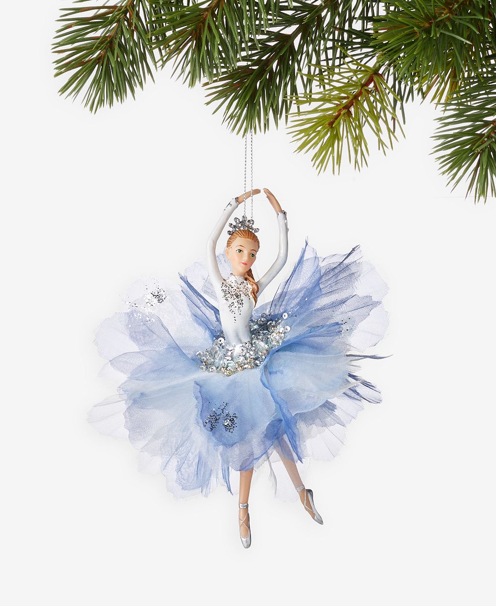 Holiday Lane Ballet Dancing Caucasian Ballerina in Blue Ornament, Macy's Exclusive