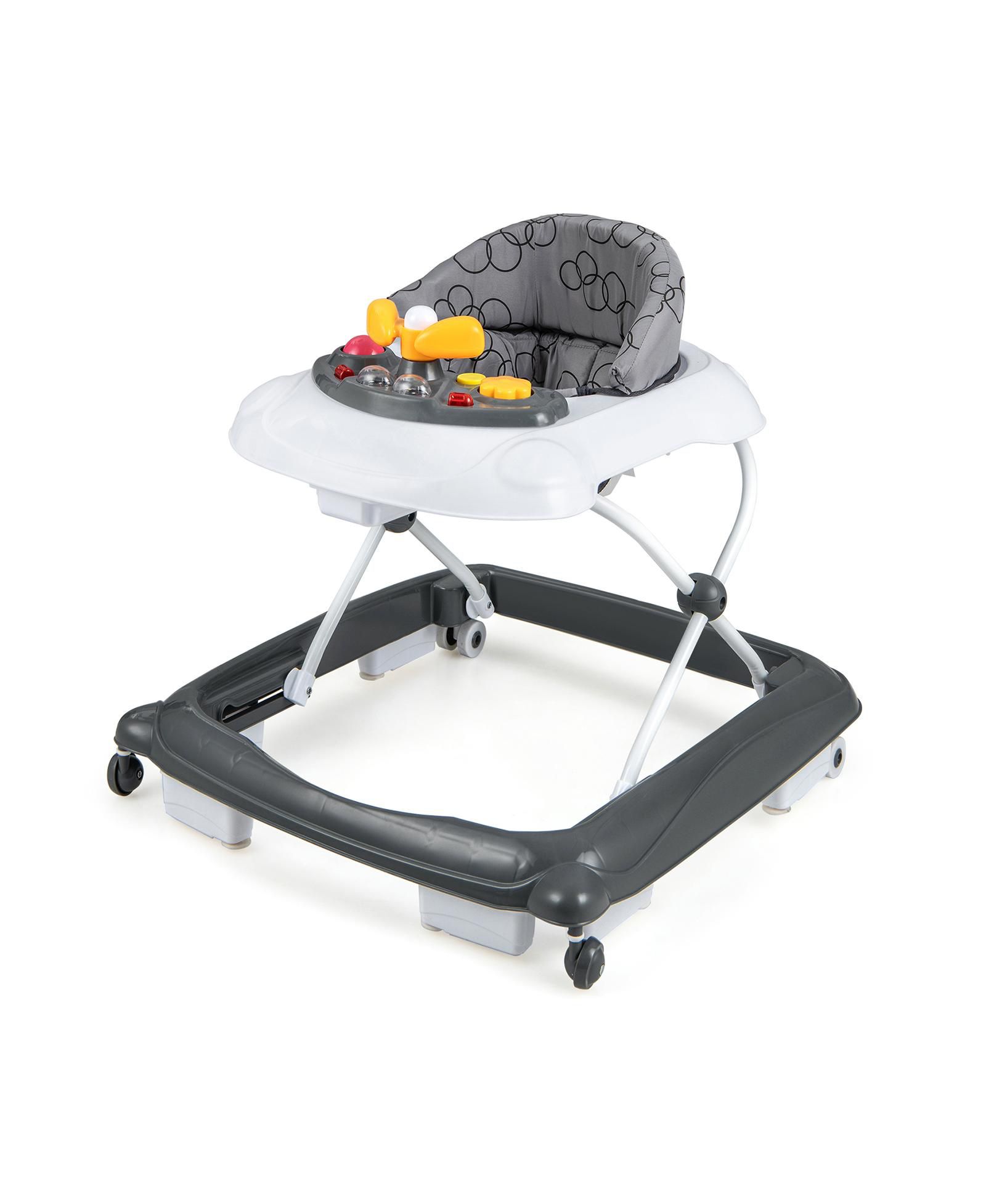 Slickblue Adjustable Height Baby Walker with Foldable Design and Padded Seat