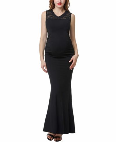 kimi + kai Women's V-Neck Lace Trim Mermaid Maxi Dress