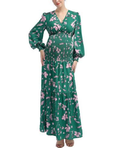 kimi + kai Women's Floral Print Smocked Maxi Dress