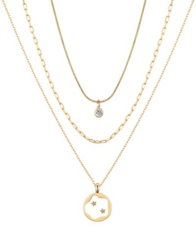 Unwritten Cubic Zirconia Star Paperclip Layered Necklace Set