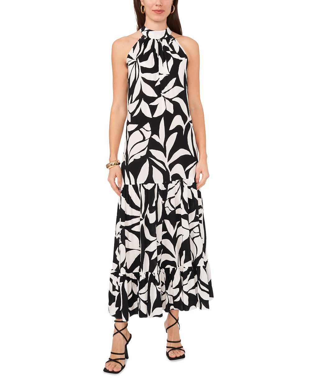 Женское миди-платье Vince Camuto Printed Tiered Halter-Neck Maxi