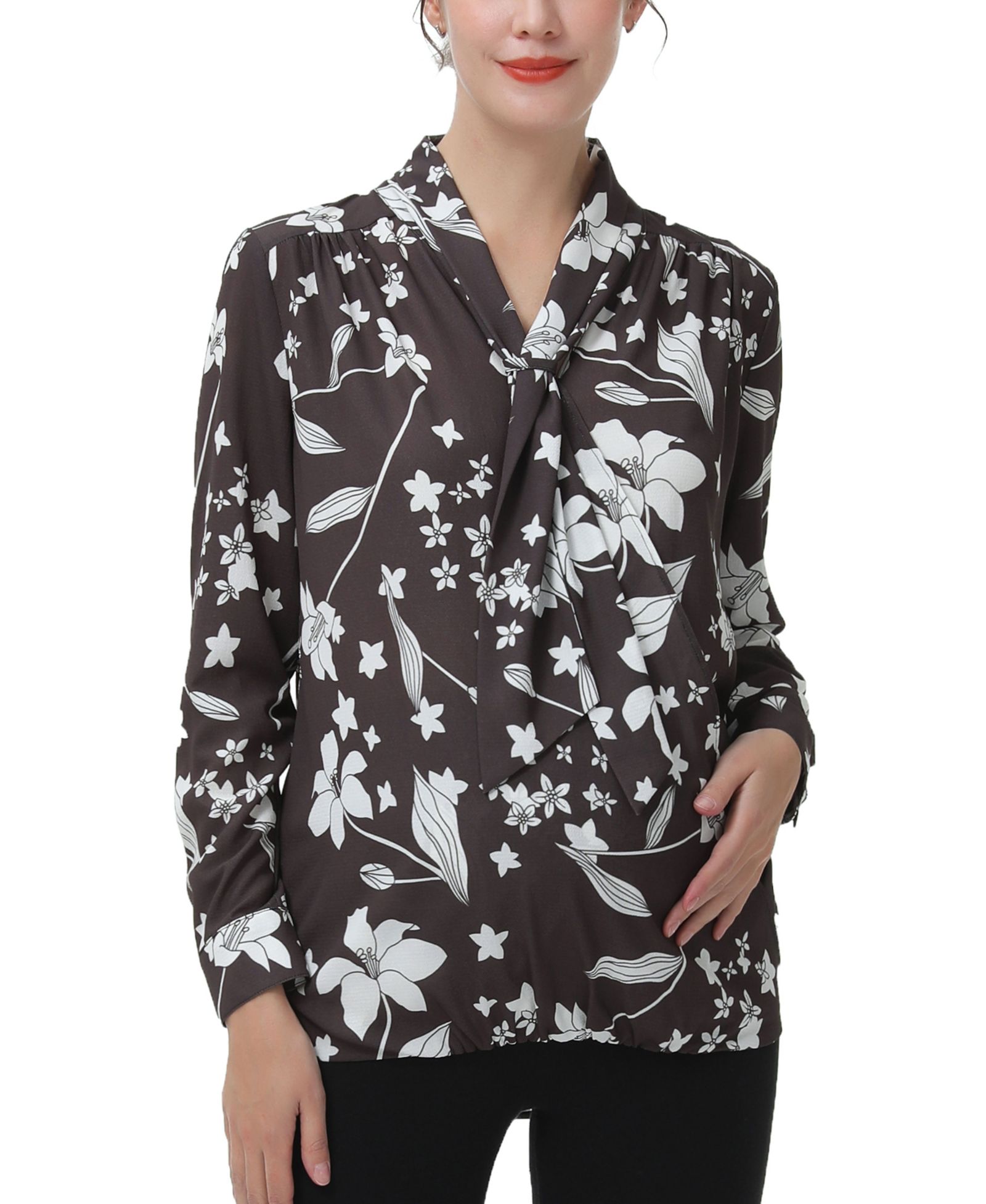 kimi + kai Women's Tie Neck Nursing Blouse