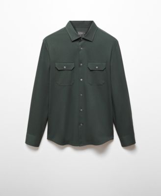 MANGO Men's Pockets Detail Stretch Fabric Overshirt