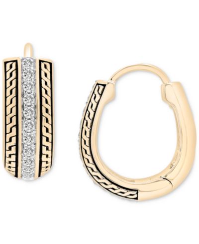 Мужские серьги-кольца с бриллиантами в позолоченном серебре 14k, 1/2"