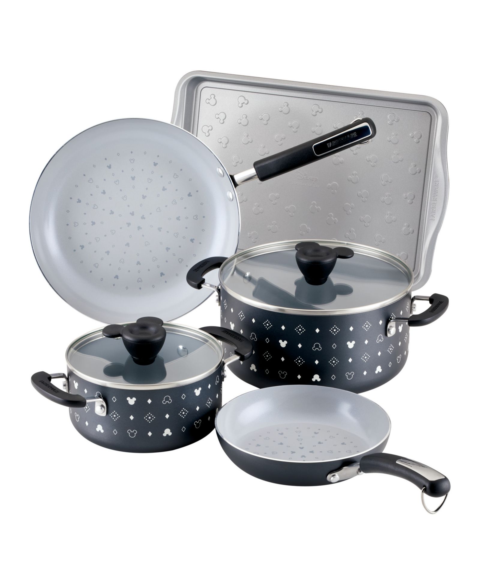 Набор керамической посуды Farberware Disney Monochrome 7 Piece Ceramic Nonstick Cookware Set