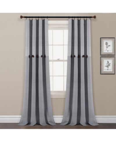 Farmhouse Button Stripe Yarn Dyed Woven Cotton Window Curtain Panels