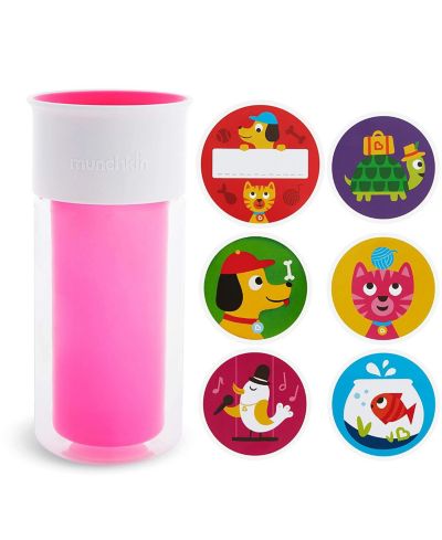 Munchkin Детская поилка Miracle 360 с наклейками, 9 Ounce, Pink