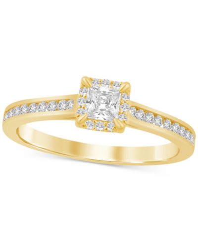 Diamond Princess Помолвочное кольцо Halo (1/2 ct. t.w.) в золоте 14k