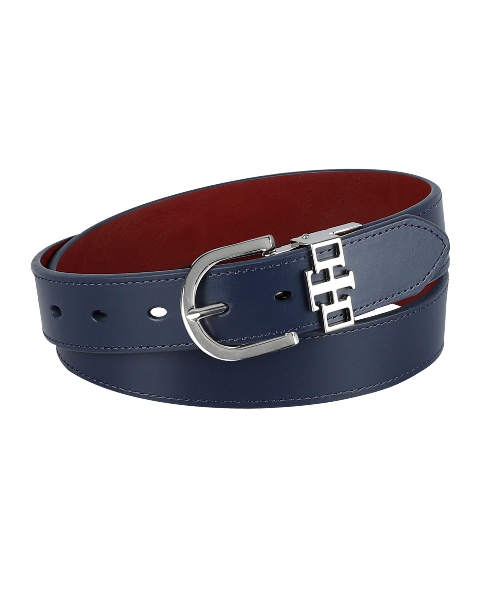 Tommy Hilfiger Women's 2-In-1 Reversible TH Monogram Strap Keeper Dress Casual Belt