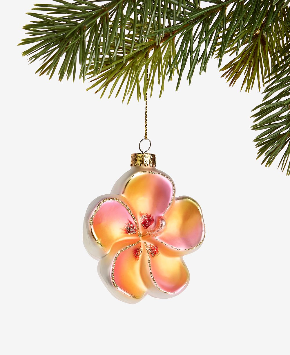 Holiday Lane Hawaii Pink & Gold Flower Ornament, Exclusively at Macy's