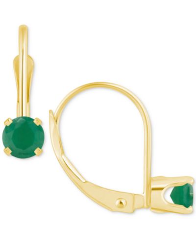 Серьги-гвоздики Emerald Solitaire Leverback в золоте 14k