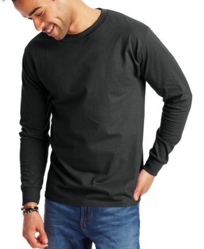 Hanes Унисеская футболка Beefy-T с длинным рукавом, 2 шт