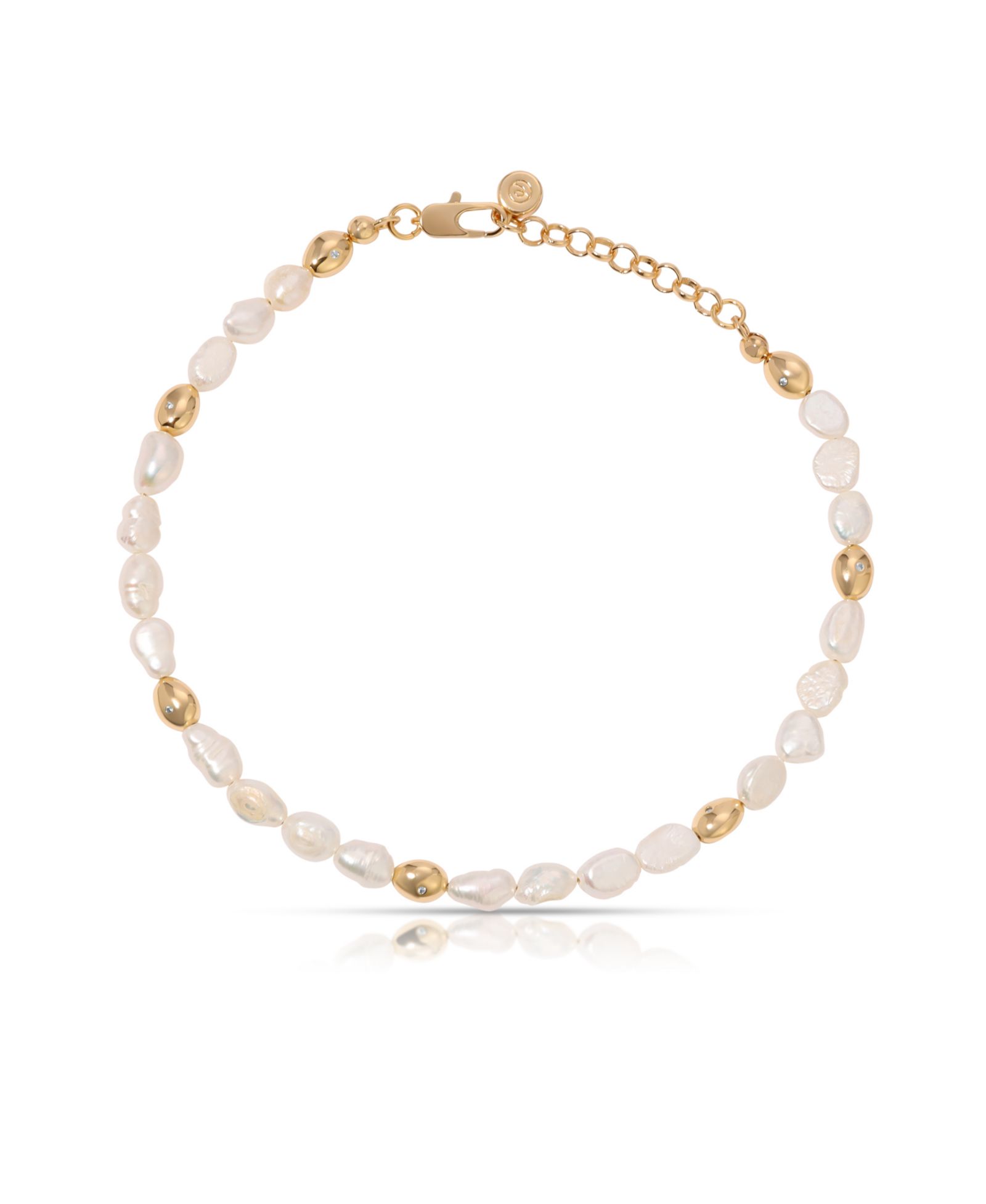 Браслет на ногу Ettika Freshwater Pearl Polished Pebble Beaded