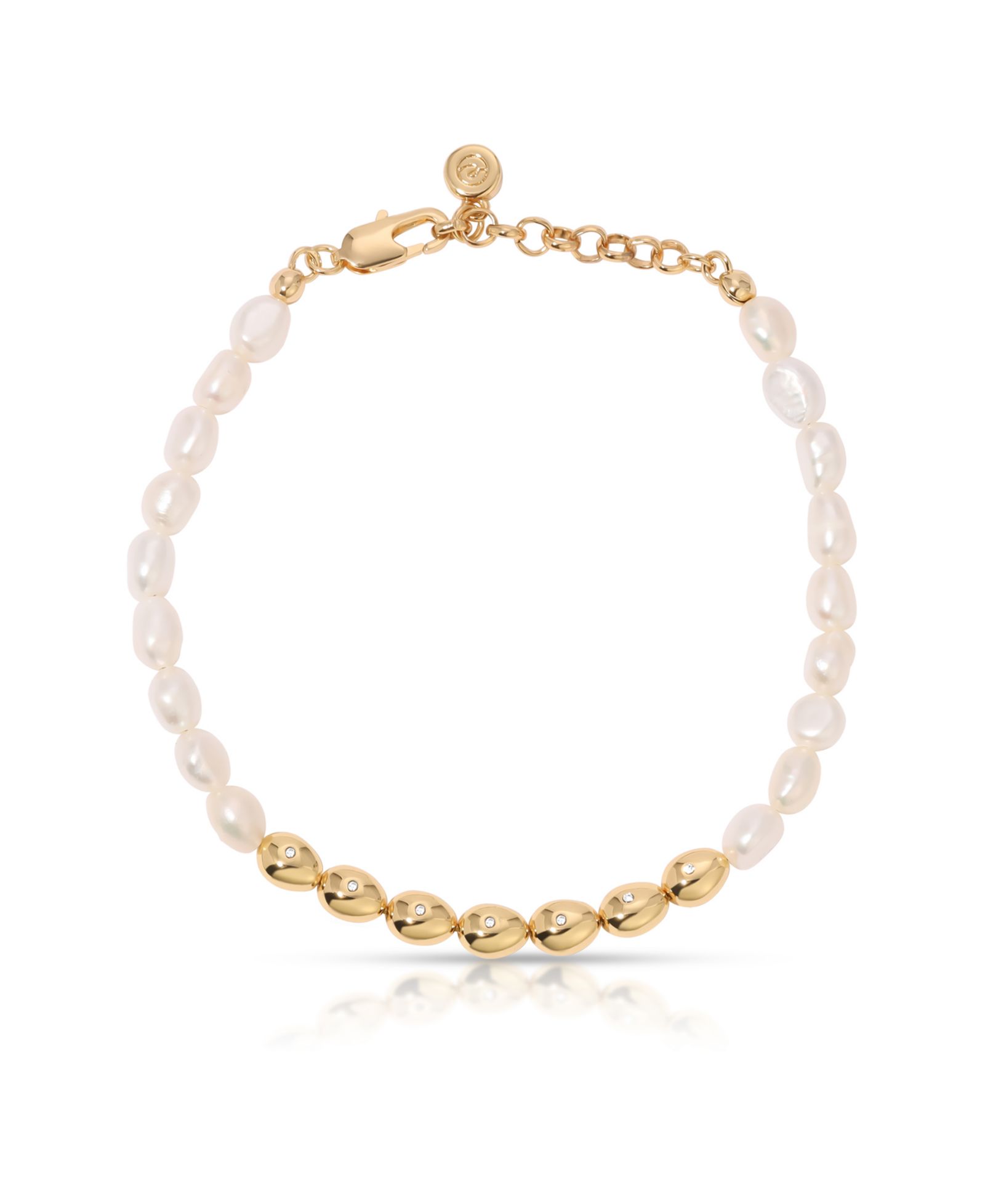 Ettika Freshwater Pearl Polished Pebble Beaded Bracelet