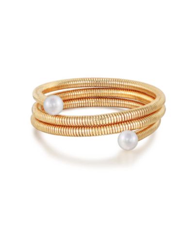 Браслет cuff ETTIKA Cultivated Pearl Spring Band 18k Gold Plated