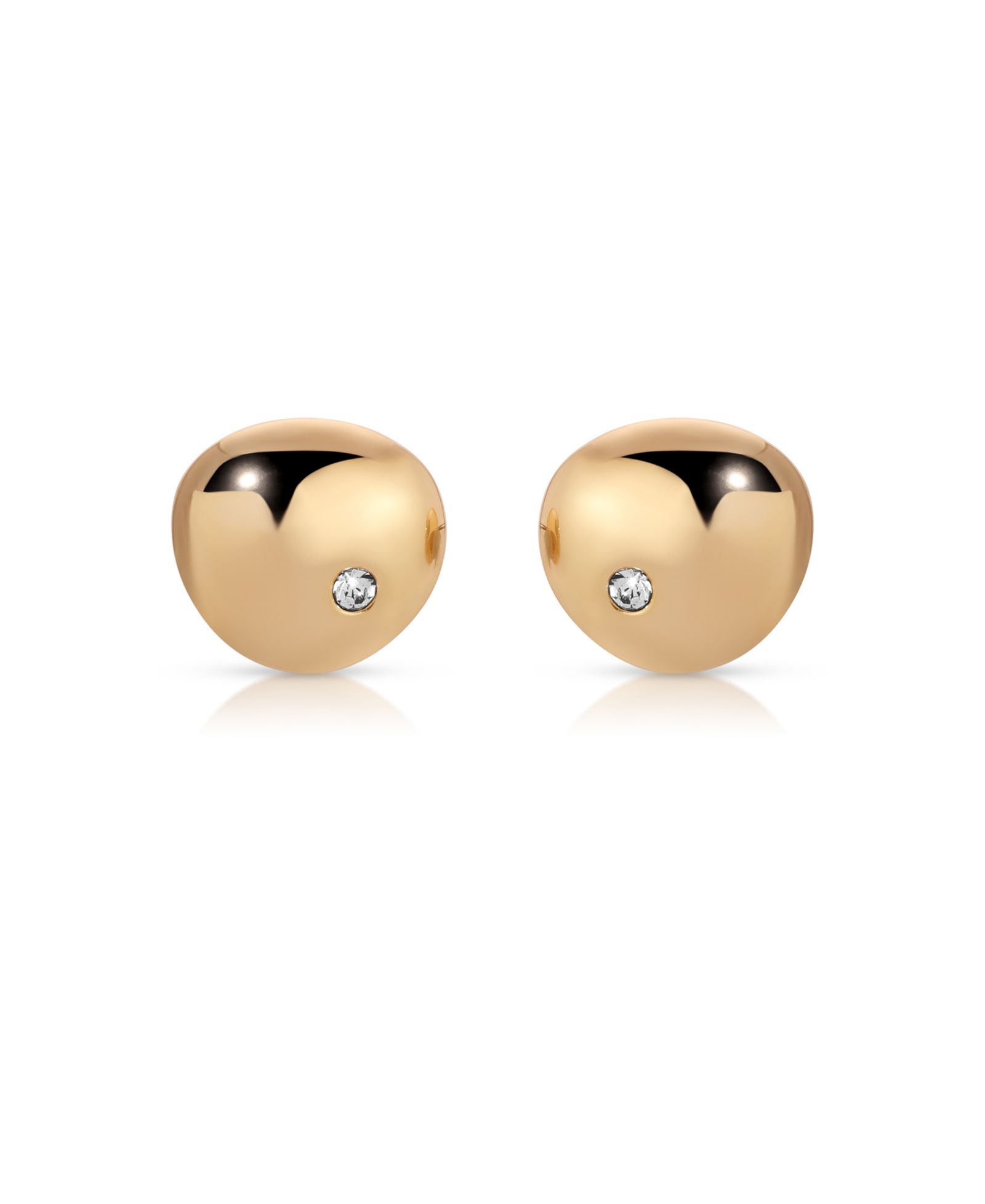 Ettika Polished Pebble Single Crystal Stud Earrings