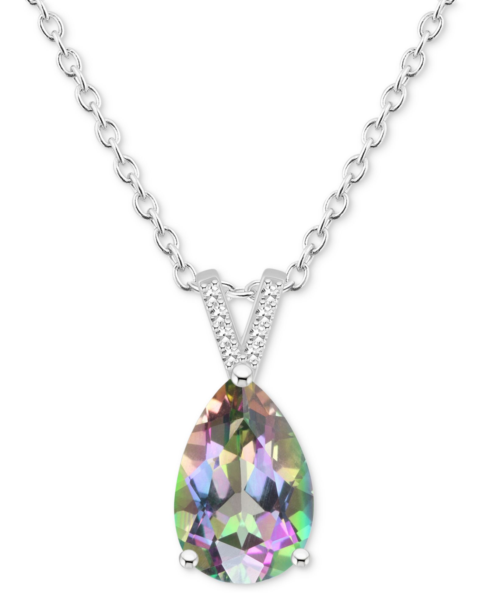 Mystic Topaz и Diamond подвеска-кулон в серебряном покрытии, 18"